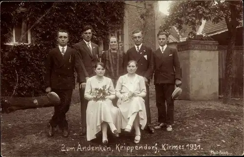 Foto Ak Krippendorf Jena in Thüringen, Kirmes 1931, Erinnerungs Gruppenbild