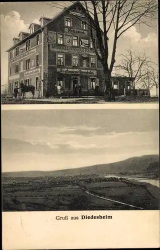 Ak Diedesheim Mosbach am Odenwald, Gasthof zur Eisenbahn, Panorama