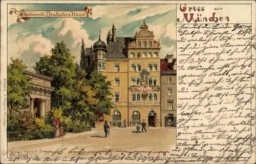 Künstler Ak Eilers, W., München, Restaurant Deutsches Haus