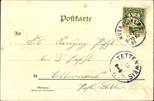 Litho München, Maximilianstraße, Sternenhimmel, Sichelmond