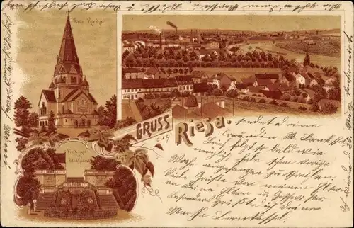 Ak Riesa an der Elbe Sachsen, Totale, Kirche, Stadtpark
