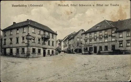 Ak Beerfelden in Hessen, Metzkeil, Hotel Schwanen, Hotel zur Traube
