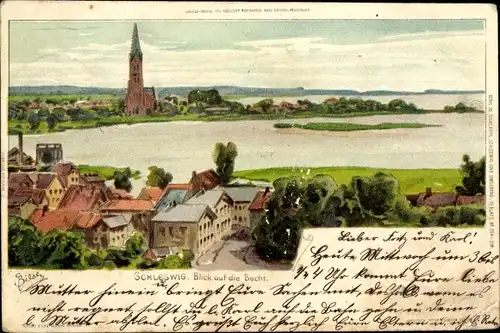 Künstler Litho Biese, C., Schleswig an der Schlei, Blick auf die Bucht