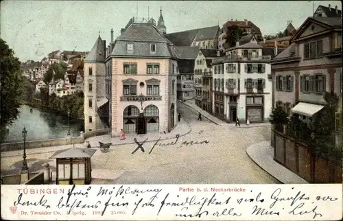 Ak Tübingen am Neckar, Partie bei der Neckarbrücke