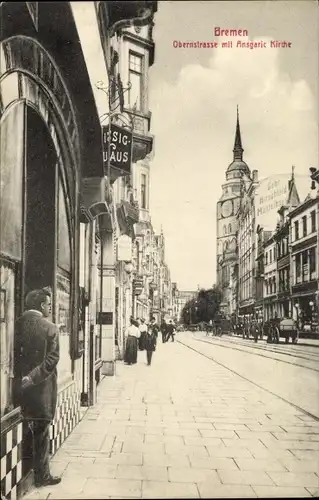 Ak Hansestadt Bremen, Obernstraße mit Ansgaric Kirche