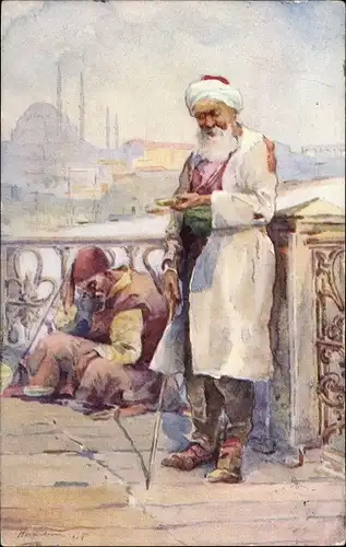 Künstler Ak Konstantinopel Istanbul Türkei, Mendiants, Stamboul Beggars