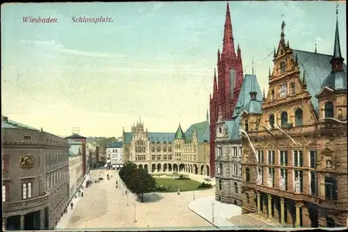 Ak Wiesbaden in Hessen, Schlossplatz