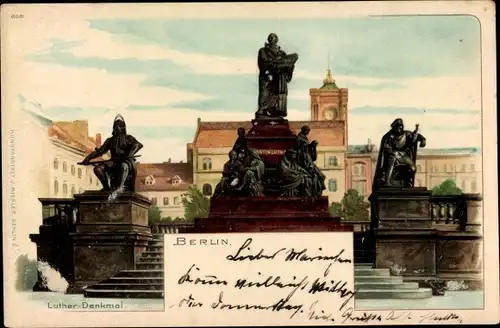 Litho Berlin Mitte Luther Denkmal