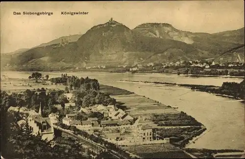 Ak Königswinter am Rhein, das Siebengebirge mit Blick auf den Rhein