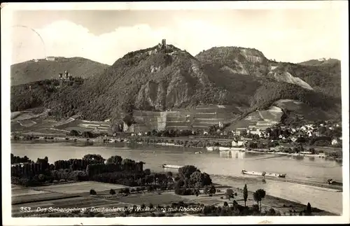 Ak Rhöndorf Bad Honnef am Rhein, Blick auf das Siebengebirge, Drachenfels,
