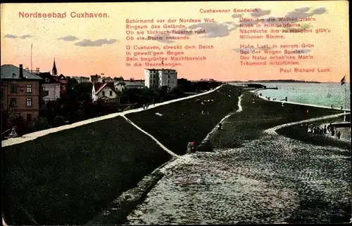 Ak Nordseebad Cuxhaven, Gedicht Cuxhavener Seedeich