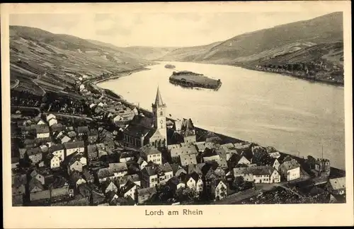Ak Lorch am Rhein, Gesamtansicht, Blick auf den Rhein
