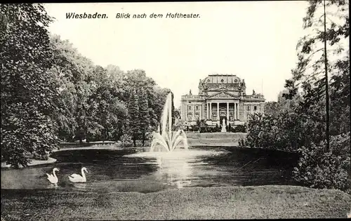 Ak Wiesbaden in Hessen, Blick nach dem Hoftheater