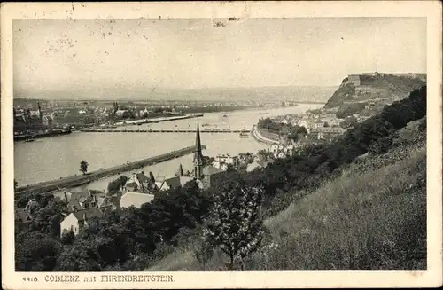 Ak Koblenz am Rhein, Coblenz mit Ehrenbreitstein