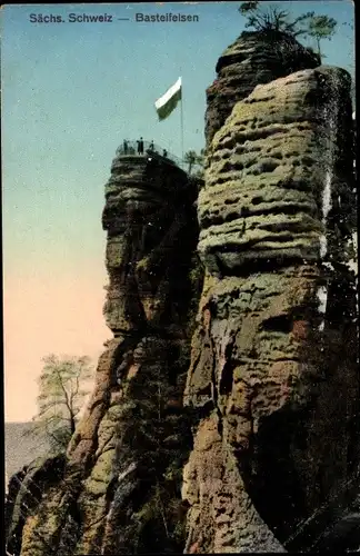 Ak Lohmen Sächsische Schweiz, Blick auf den Basteifelsen