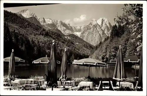 Ak Garmisch Partenkirchen in Oberbayern, schöner Ausblick von der Terrasse aus