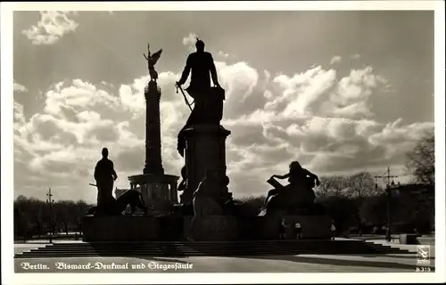 Ak Berlin Tiergarten, Bismarckdenkmal und Siegessäule, Klinke B 319