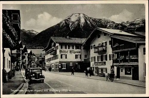 Ak Tegernsee in Oberbayern, Straßenpartie mit Wallberg, Gasthof