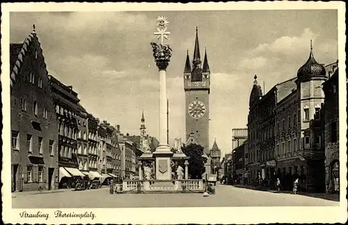 Ak Straubing an der Donau Niederbayern, Theresienplatz