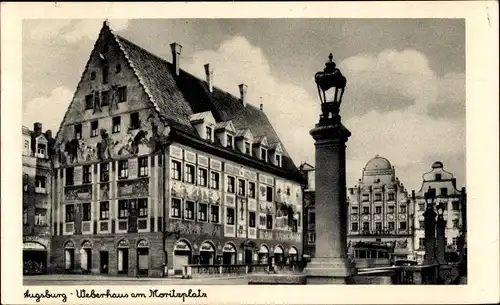 Ak Augsburg in Schwaben, Weberhaus am Moritzplatz