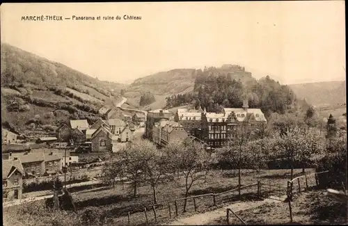 Ak Marché Theux Wallonien Lüttich, Panorama et ruine du Château