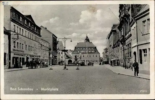 Ak Bad Schandau Sächsische Schweiz, Marktplatz, Rathaus