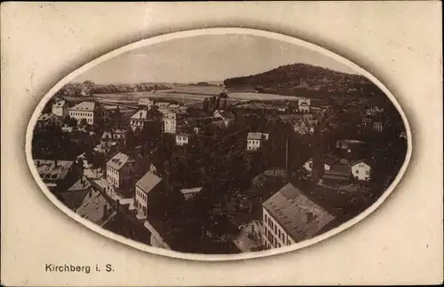 Passepartout Ak Kirchberg in Sachsen, Teilansicht