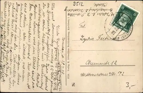 Passepartout Ak Kirchberg in Sachsen, Teilansicht