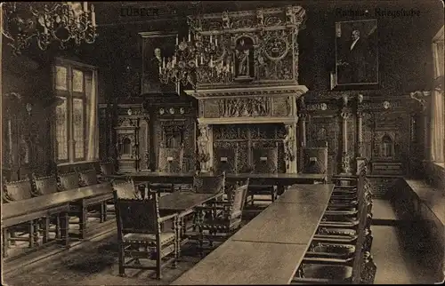 Ak Hansestadt Lübeck, Rathaus, Kriegsstube