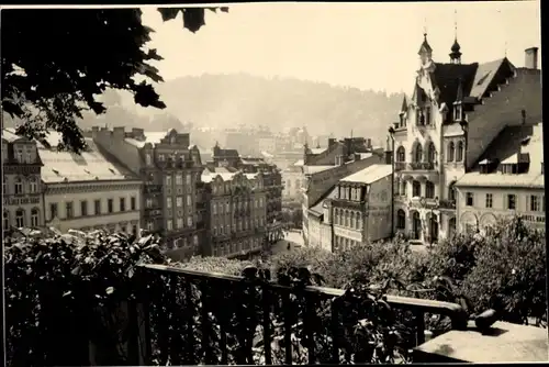 Foto Karlovy Vary Karlsbad Stadt, Fotograf Hubl, Teilansicht vom Ort, Hotel
