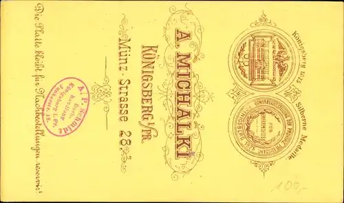 Carte de Visite Kaliningrad Königsberg Ostpreußen, Börse, A. Michalki