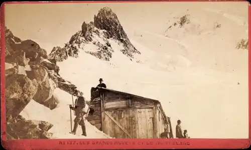 Carte de Visite Chamonix Mont Blanc Haute Savoie, Les grands Mulets et le Mont Blanc