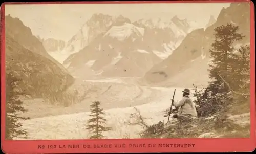 Carte de Visite Chamonix Mont Blanc Haute Savoie, La Mer de Glace, vue prise du Montenvert