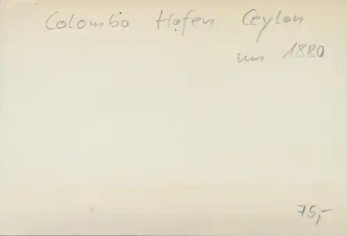 Foto Colombo Sri Lanka Ceylon, Hafenpartie, Anlegestelle, Rikschafahrer, um 1880
