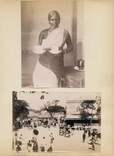 Foto Colombo Ceylon Sri Lanka, Einheimische Frau mit Tee, Straßenpartie, Rikschafahrer