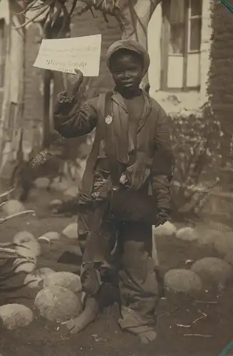 Foto Namibia, DSWA, Afrikanischer Junge, Telegrafische Neujahrsgrüße aus dem Deutschen Reich 1909