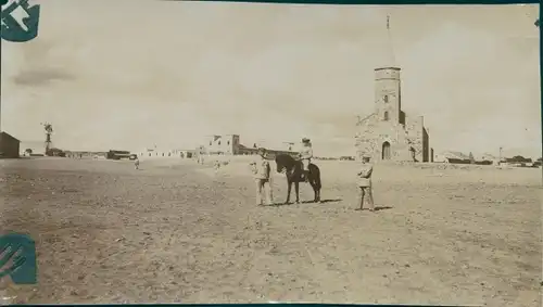 Foto Keetmannshoop Namibia, DSWA, Schutztruppler, Pferd, Schutztruppenhut, Festung, Kirche