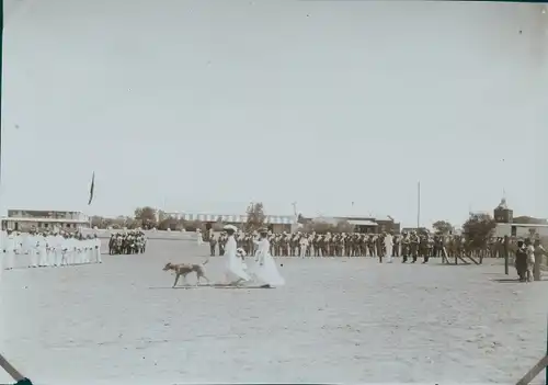 Foto Keetmannshoop Namibia, DSWA, Kaisergeburtstag 1906, Schutztruppler, Damen, Fest, Hund