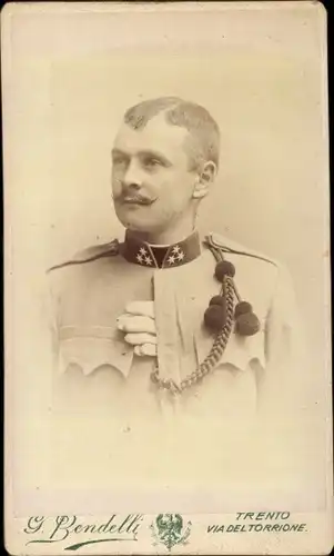 CdV Trento Südtirol, Portrait, Soldat, Zugsführer, KuK Uniform, Schützenschnur, Atelier Bendelli