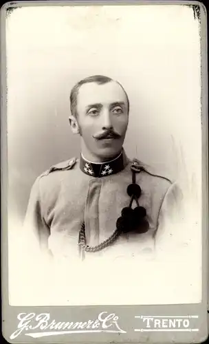 CdV Trento Südtirol, Portrait, Soldat, Zugsführer, KuK Uniform, Schützenschnur, Atelier G Brunner