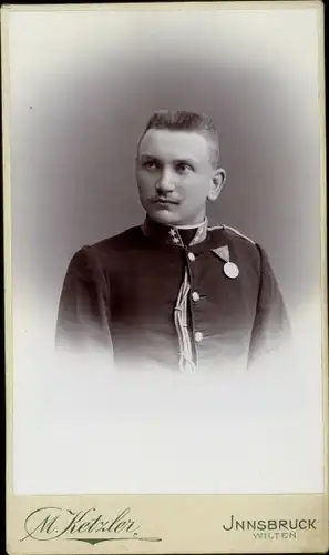 CdV Trento Südtirol, Portrait, Soldat, Korporal, KuK Uniform, Schützenschnur, Orden, Atelier Ketzler