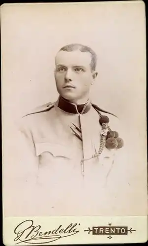 CdV Trento Südtirol, Portrait, Soldat, KuK Uniform, Schützenschnur, Atelier P Bendelli