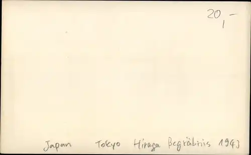 Foto Tokio Präf. Tokio Japan, Hiraga Begräbnis 1943