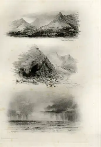 Photogravure Süd Amerika Ohlsen 1894, Insel Juan Fernandez, Wohnhöhle des Alexander Selkirk