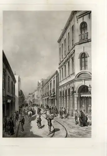 Photogravure Süd Amerika Ohlsen 1894, Arthuro Prat, Straße in Valparaiso