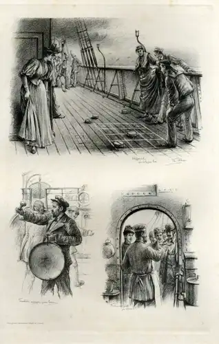 Photogravure Süd Amerika Ohlsen 1894, Gesellschaftsspiel bei ruhiger See