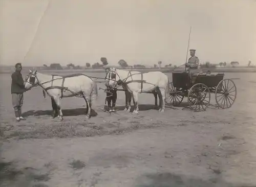 Foto China, Chinesen, Deutscher Soldat, Kutsche, Vierergespann, um 1895