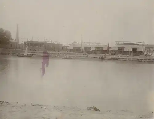 Foto Tianjin Tientsin China, Fabrik, Wasserpartie, um 1895