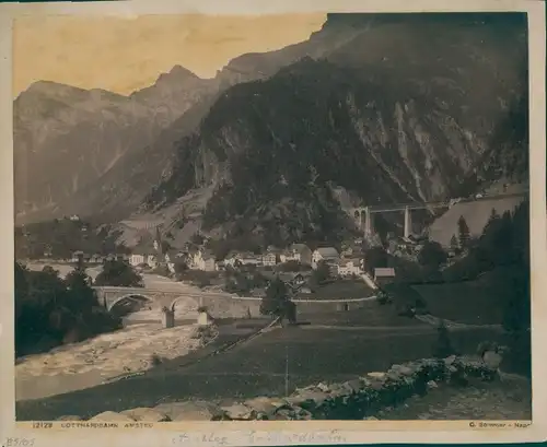 Foto Amsteg Silenen Kanton Uri, um 1870, Gotthardbahn, Gesamtansicht