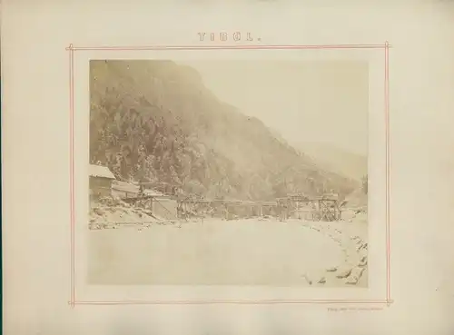 Foto Tirol, um 1870, Innpartie, Holzbrücke
